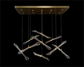 Rhapsody Fluted and Seeded Glass Tubes Horizontal Chandelier