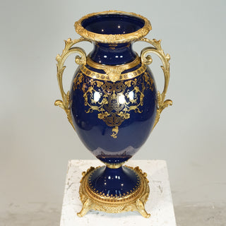 FRENCH CUT GLASS VASE BLUE