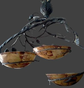 MAITLAND SMITH VERDIGRIS STEEL AND BRASS CHANDELIER-8118-19