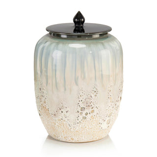 White and Smalt Blue Lidded Jar I JRA-10639