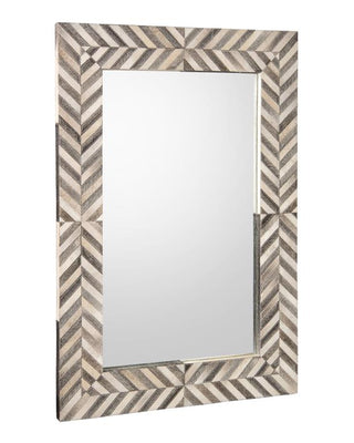 John Richard Modern Hair On Hide Framed Mirror - Rustic Chic Wall Mirror Decors