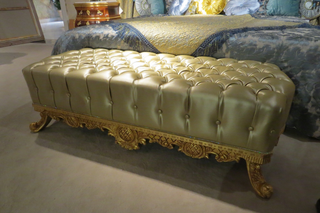 BENCH, UPHOLSTERED WITH SWAROVSKI BUTTONS