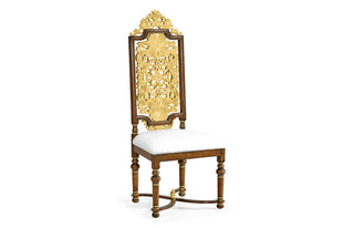 Jacobean style gilt walnut side chair 492491-WAL-DCOM