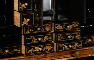 Queen Anne Walnut Bureau with Chinoiserie Interior & Panelled Doors