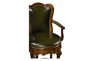 Revolving barstool green leather (Arm)