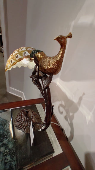 MAITLAND SMITH FINISHED CAST BRASS PEACOCK DESK LAMP-8189-17